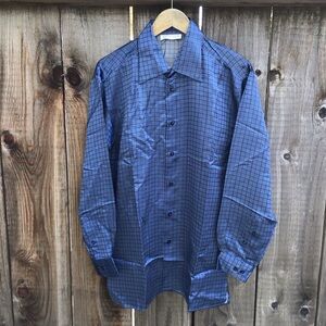 Gianni Viera silk button up t shirt mens large striped long sleeve made in Italy